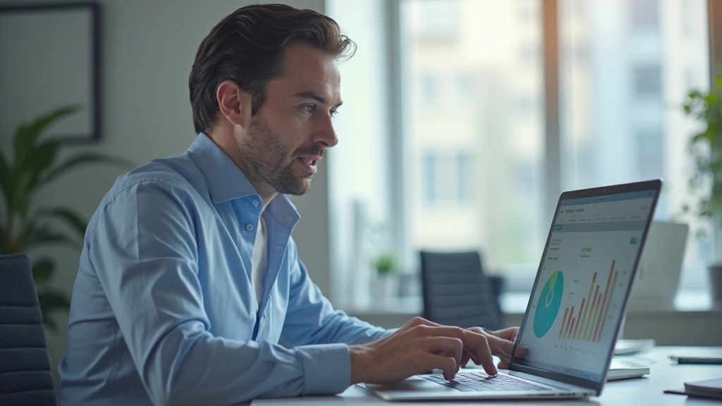 Аналитик изучает кредитные данные на мониторе компьютера